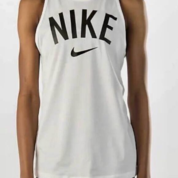 Nike White Sleeveless Top with Black Logo Size: S - Picture 2 of 8